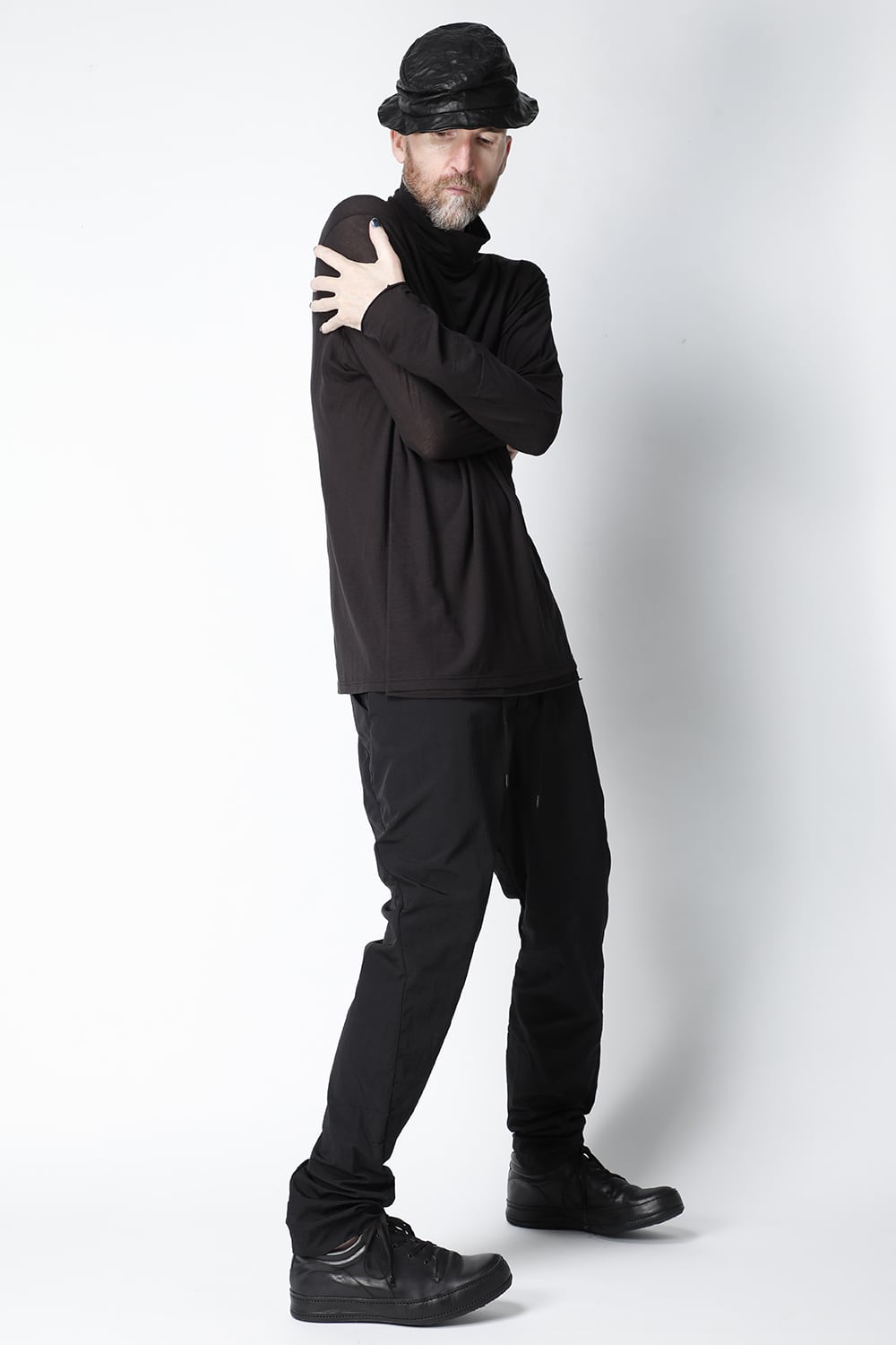 High neck long sleeve light jersey Charcoal