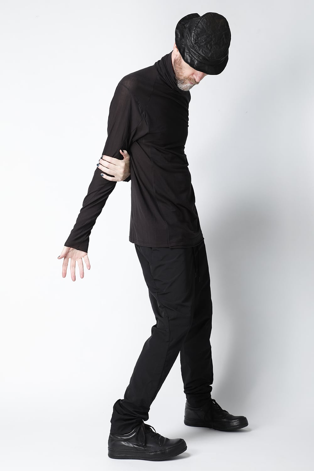 High neck long sleeve light jersey Charcoal