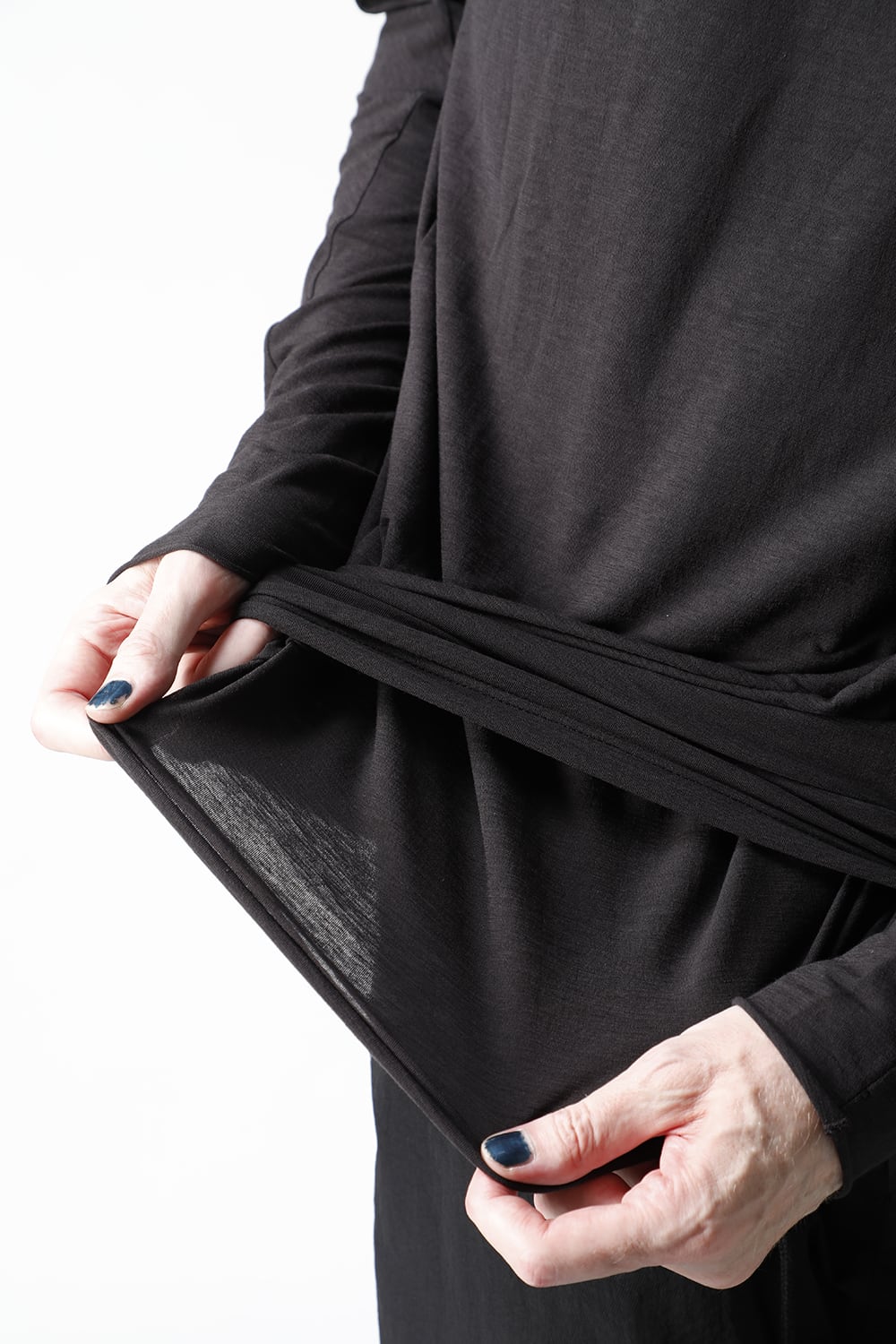 High neck long sleeve light jersey Charcoal