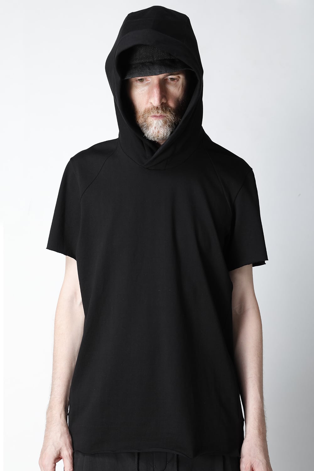 Hooded short sleeve medium weight soft jersey Black