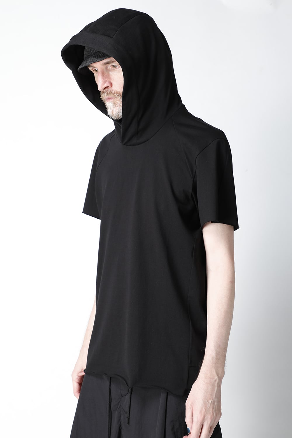 Hooded short sleeve medium weight soft jersey Black