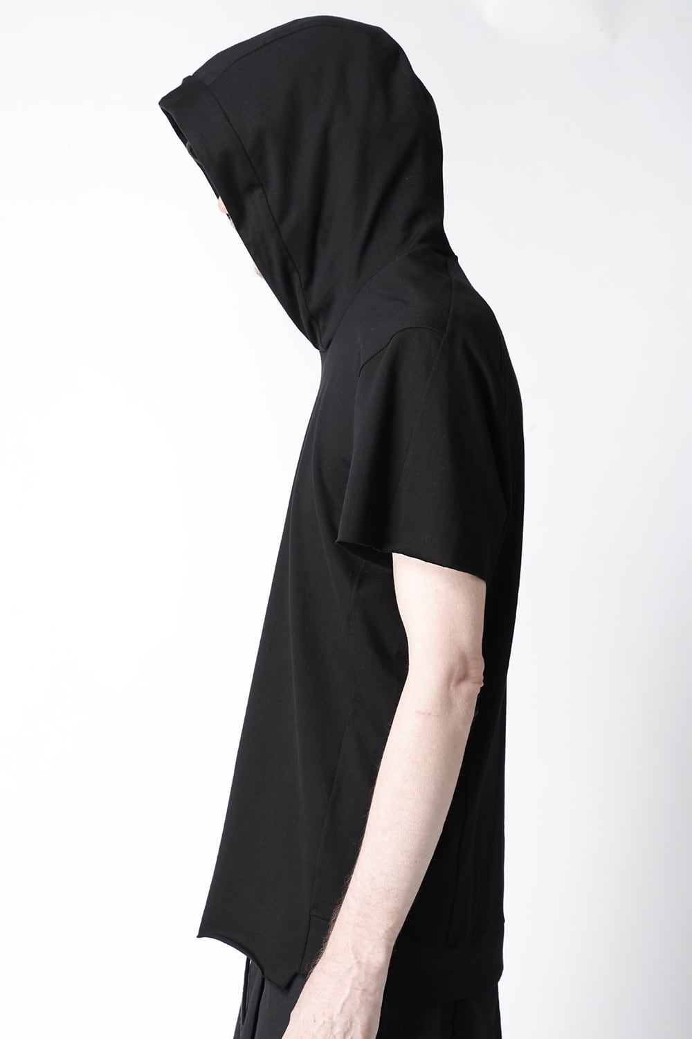 Hooded short sleeve medium weight soft jersey Black