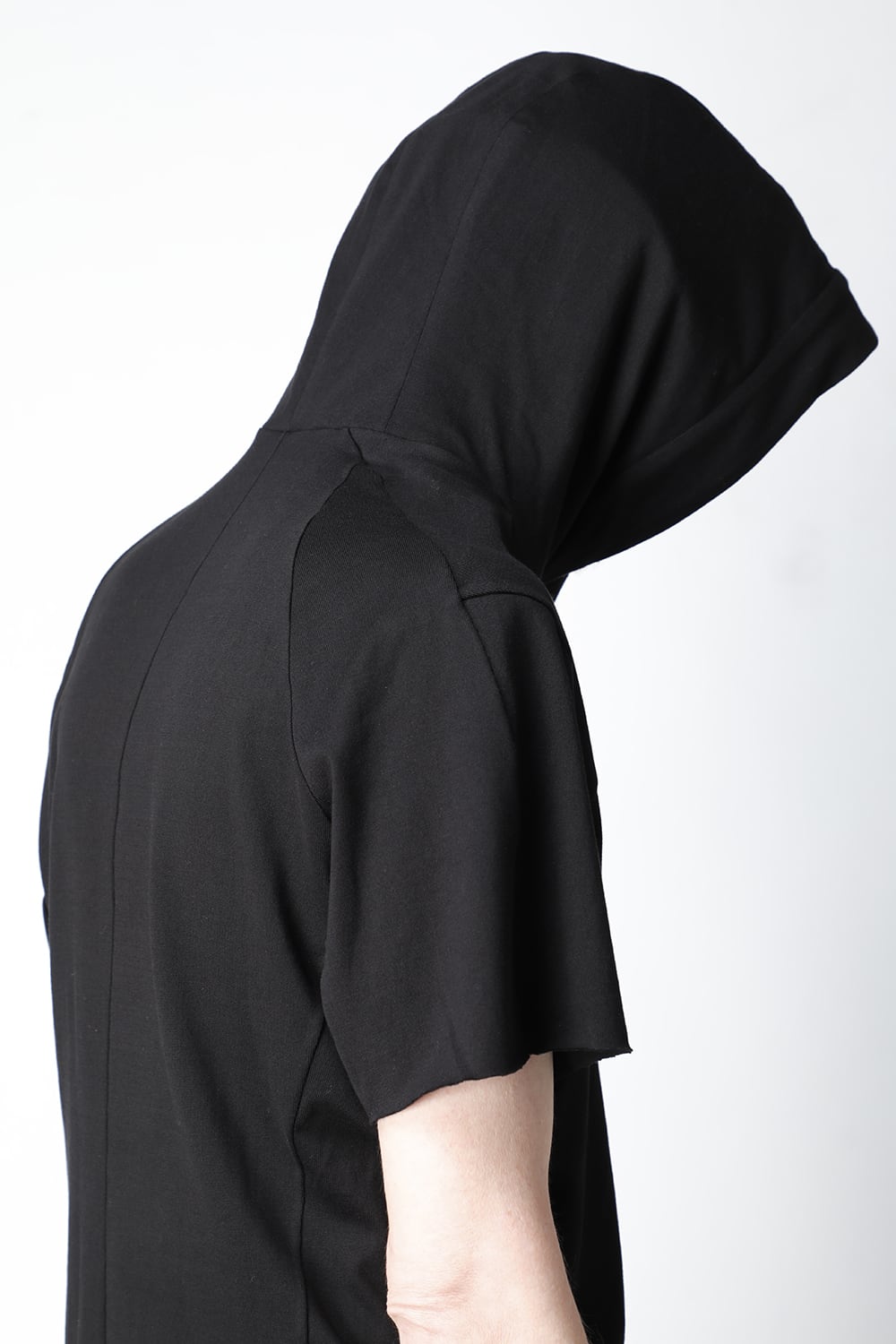 Hooded short sleeve medium weight soft jersey Black