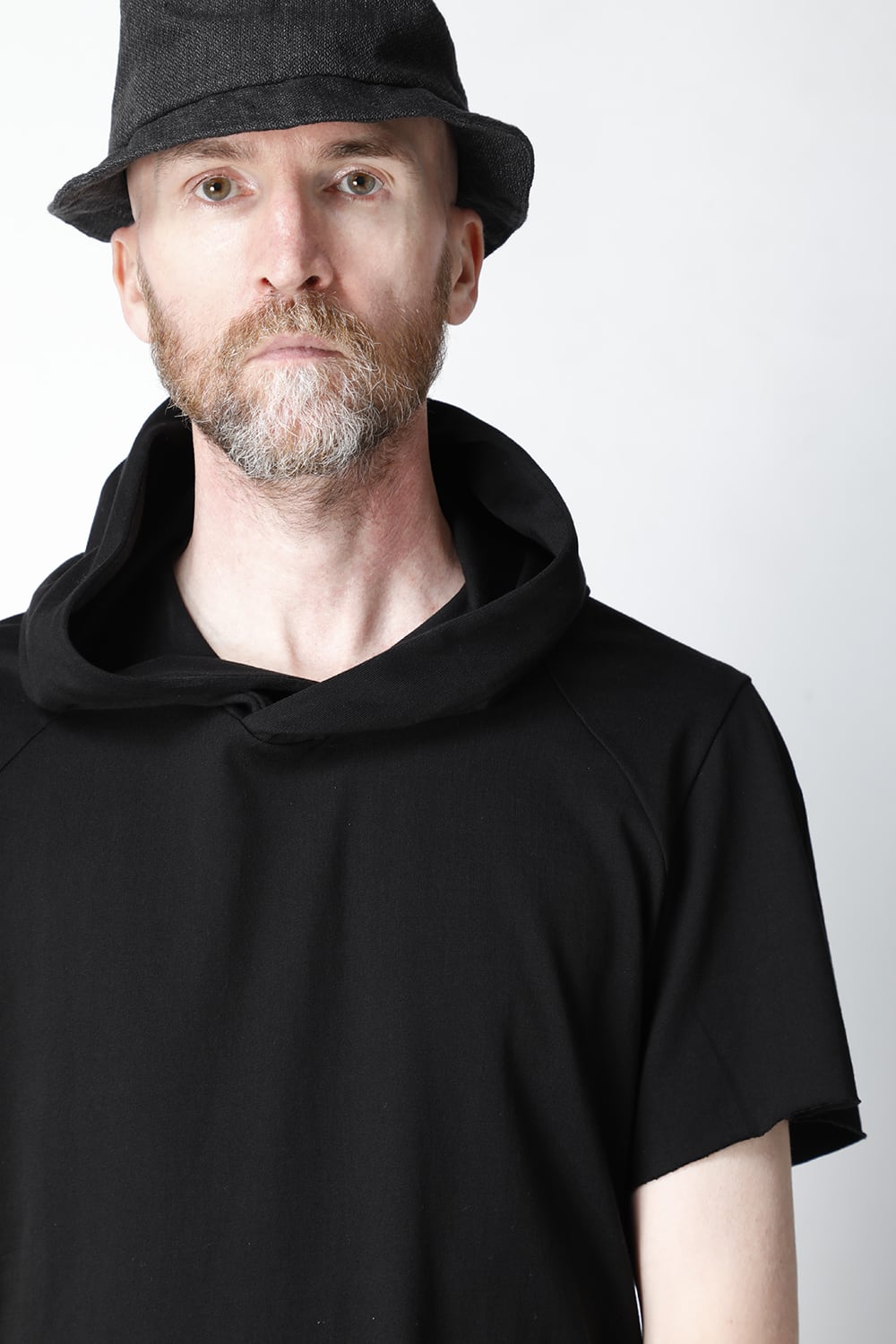 Hooded short sleeve medium weight soft jersey Black