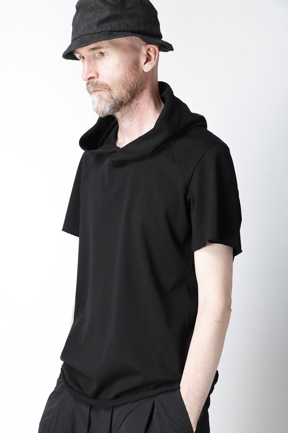 Hooded short sleeve medium weight soft jersey Black