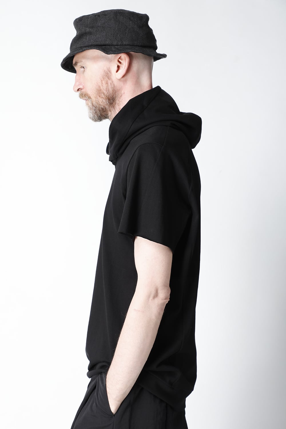 Hooded short sleeve medium weight soft jersey Black