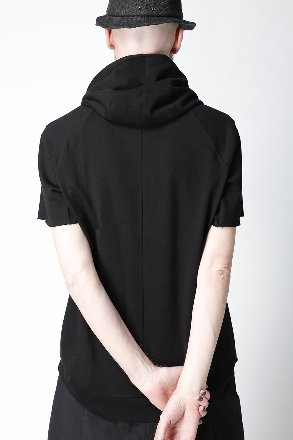 Hooded short sleeve medium weight soft jersey Black