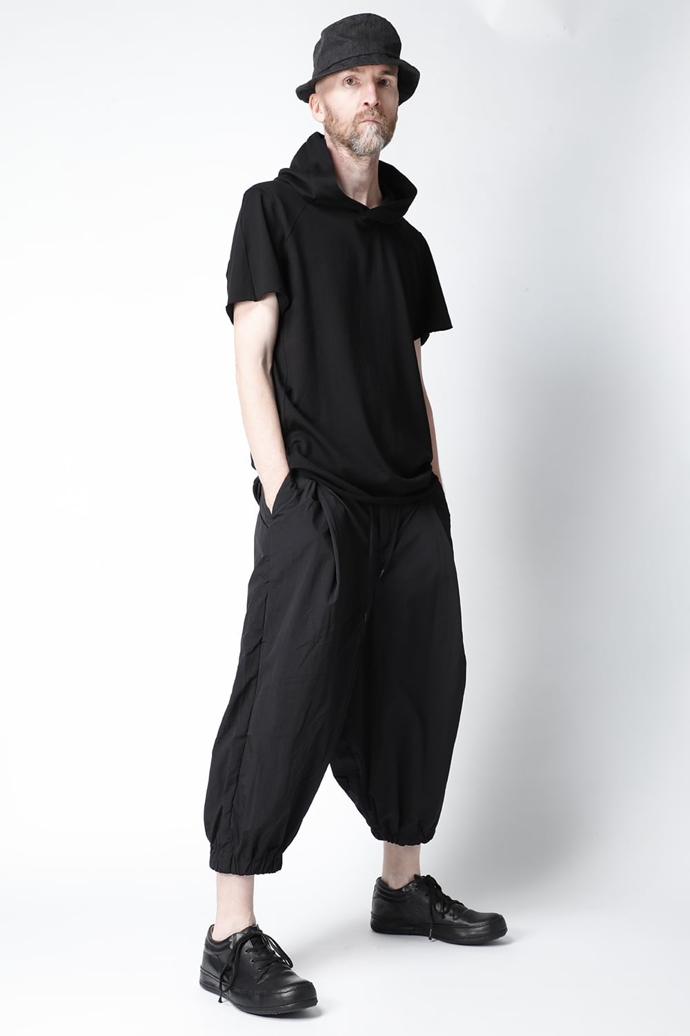 Hooded short sleeve medium weight soft jersey Black