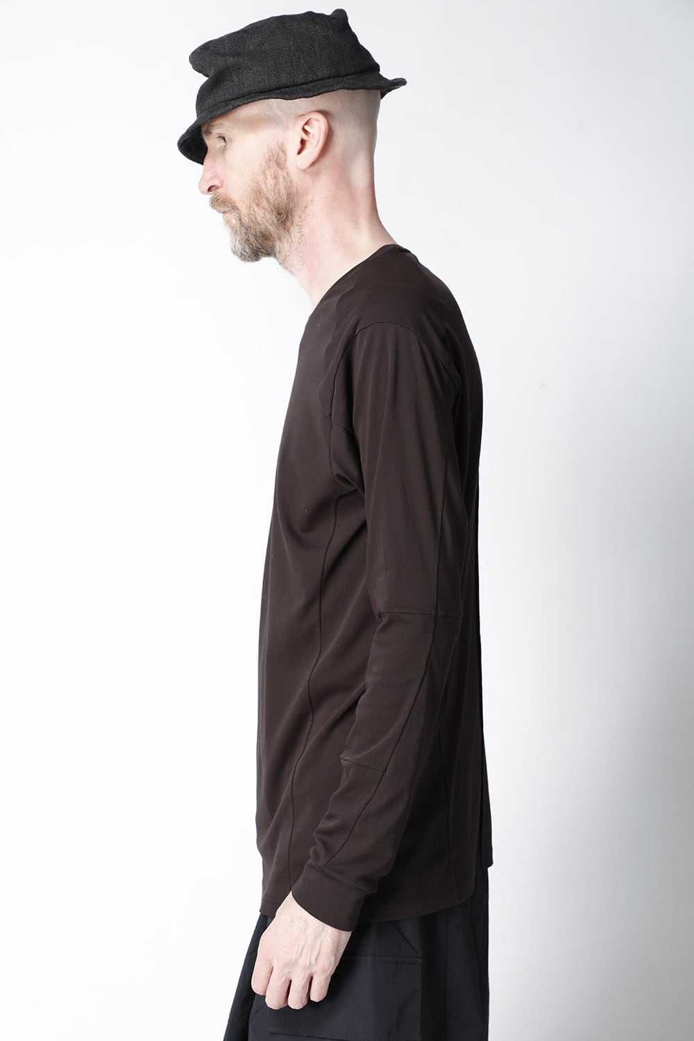 Long sleeve cotton high twist interlock jersey Lava Stone