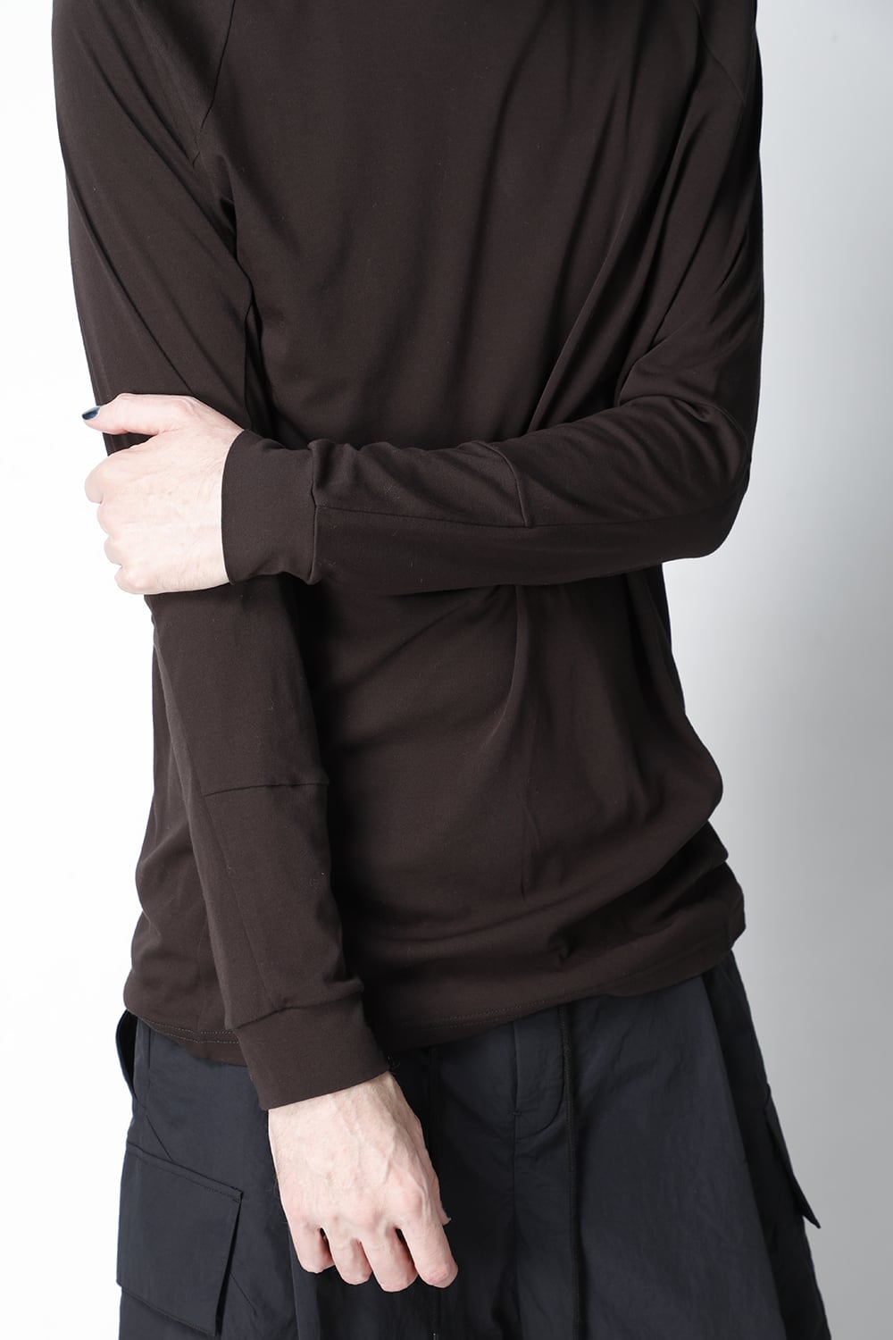 Long sleeve cotton high twist interlock jersey Lava Stone