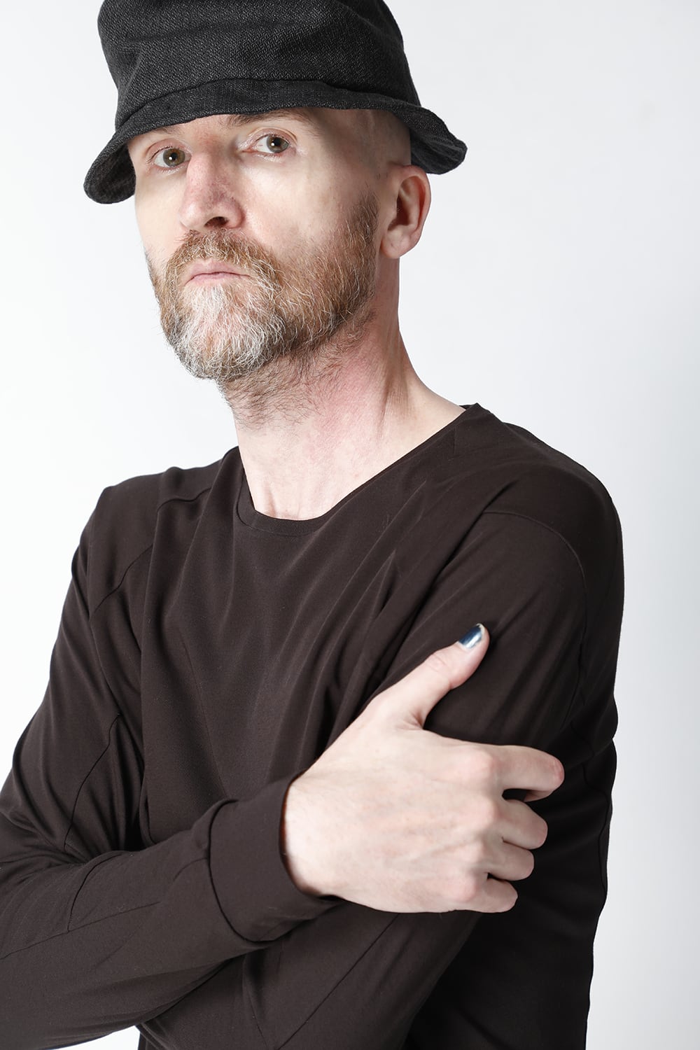 Long sleeve cotton high twist interlock jersey Lava Stone