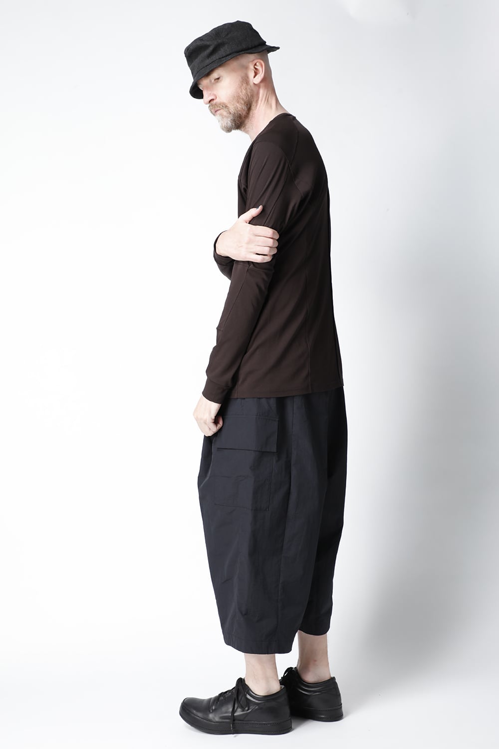 Long sleeve cotton high twist interlock jersey Lava Stone