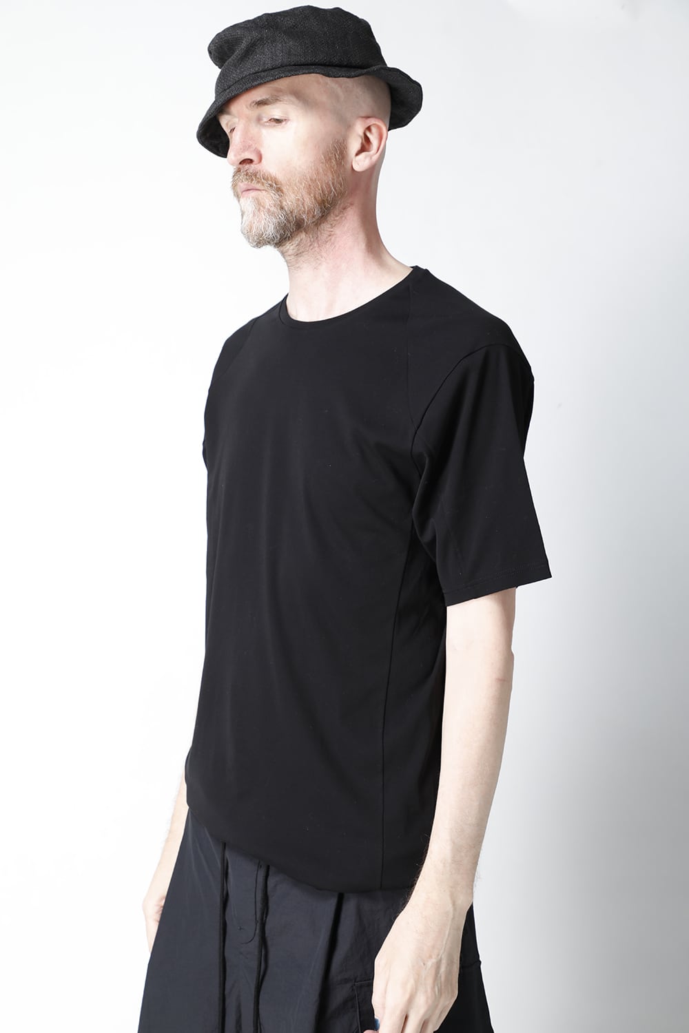 Short sleeve cotton high twist interlock jersey Black