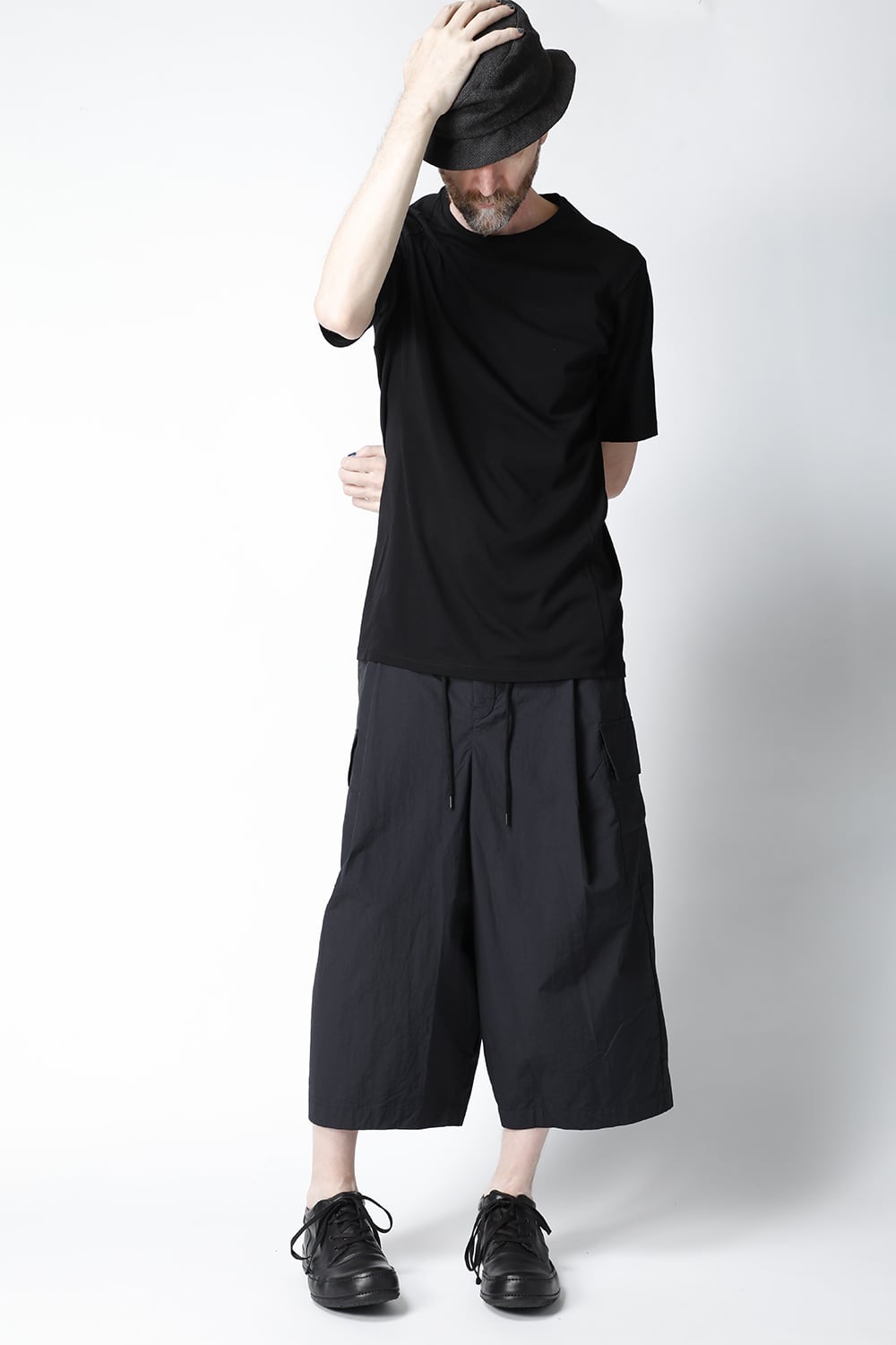 Wide cropped pants shrink cotton nylonsh