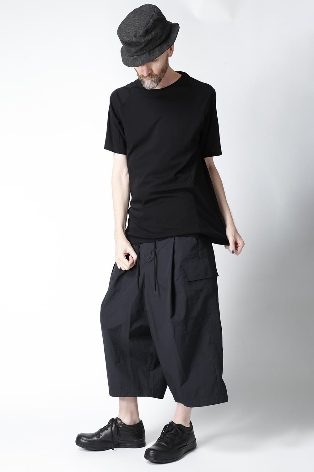 Wide cropped pants shrink cotton nylonsh