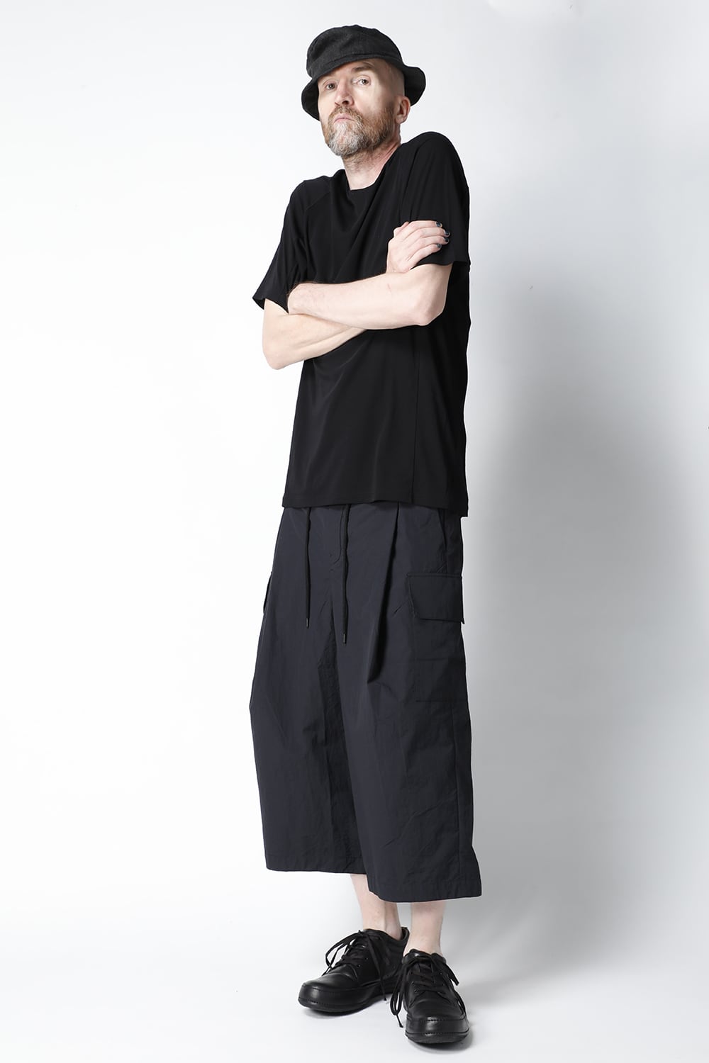 Wide cropped pants shrink cotton nylonsh