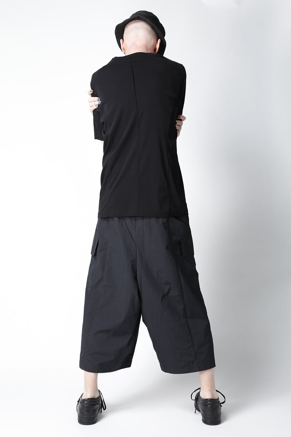 Wide cropped pants shrink cotton nylonsh