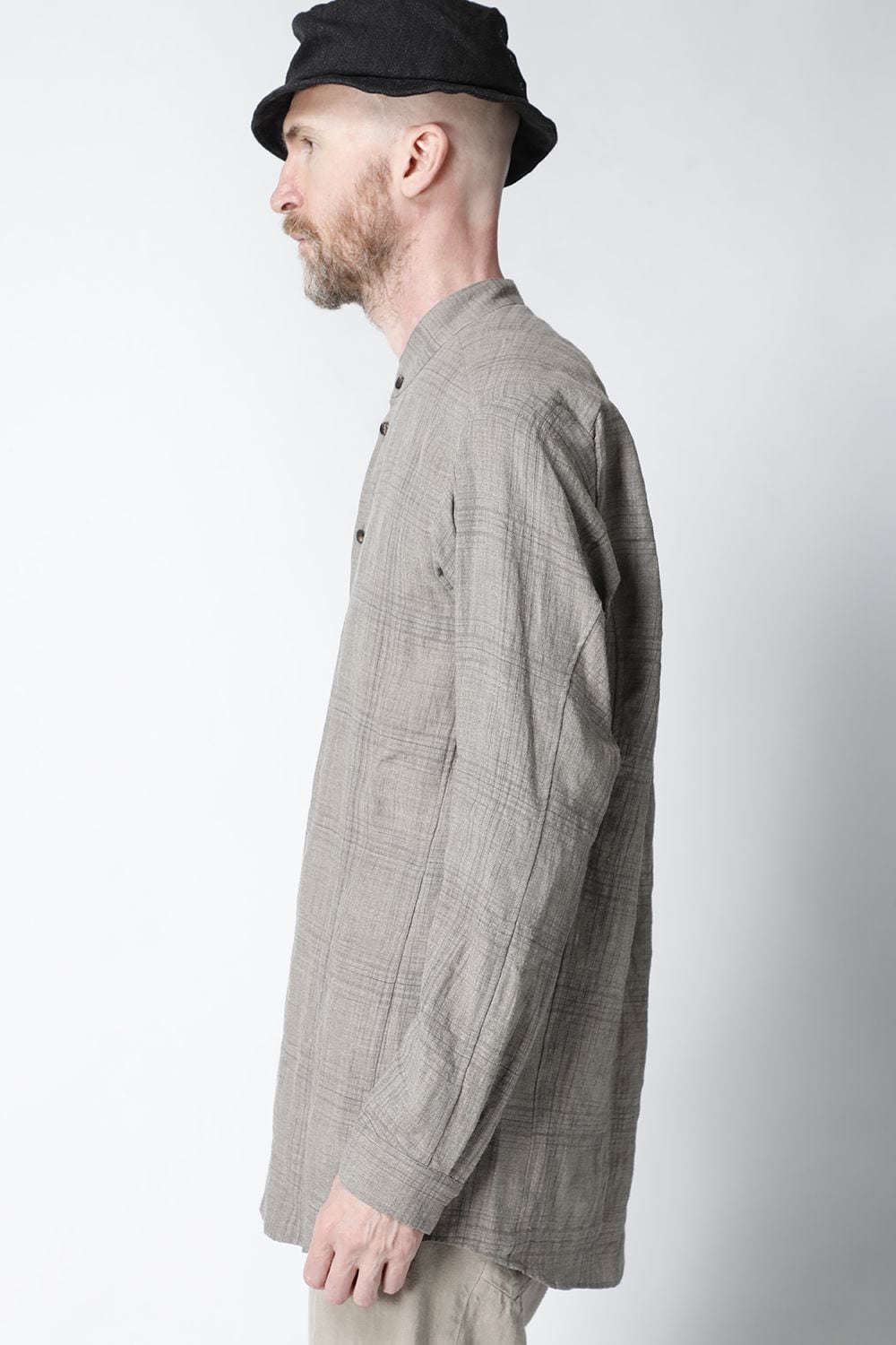 シャツ  リネン チェック シュリンク ウォッシュ