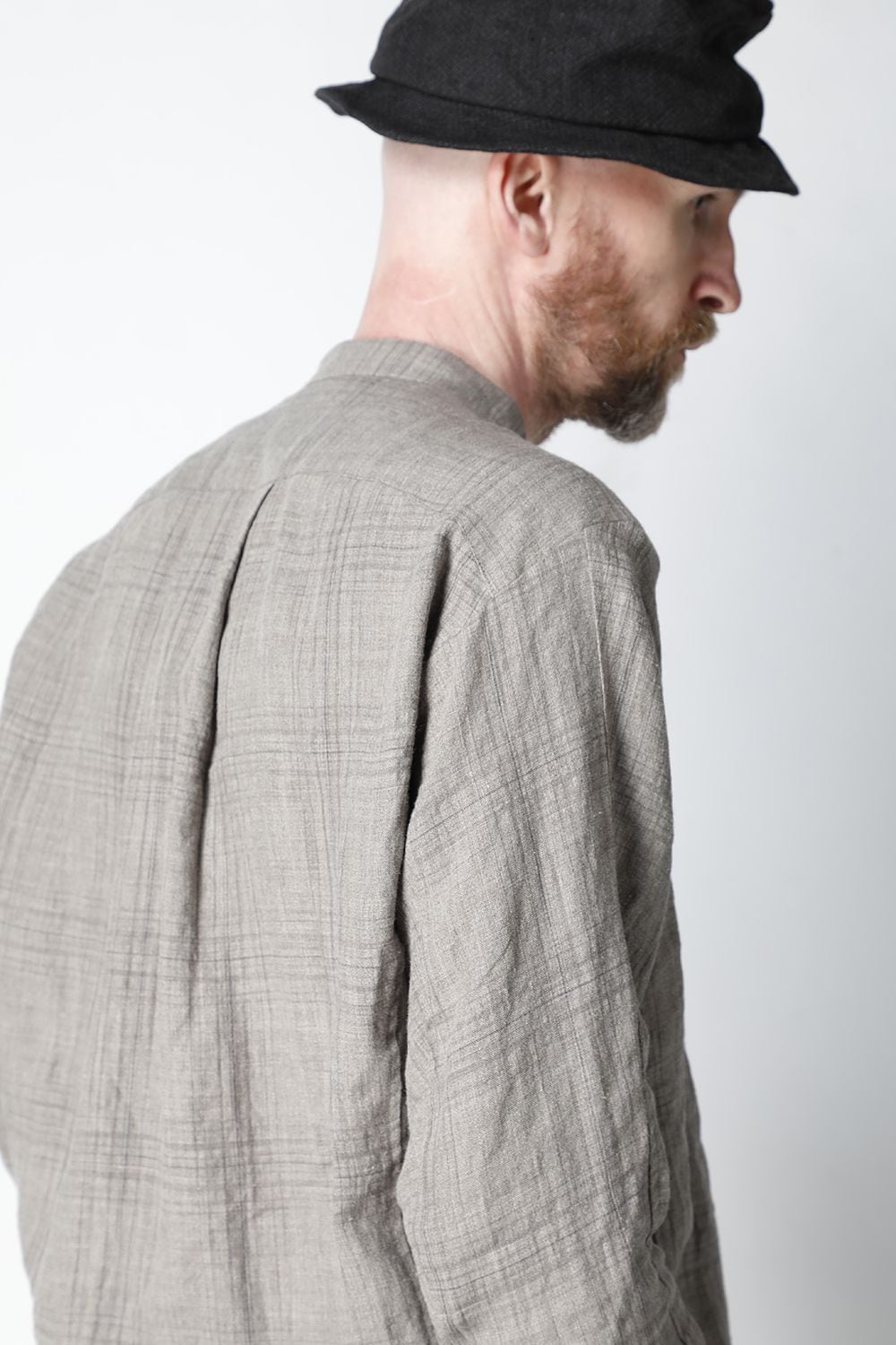 シャツ  リネン チェック シュリンク ウォッシュ