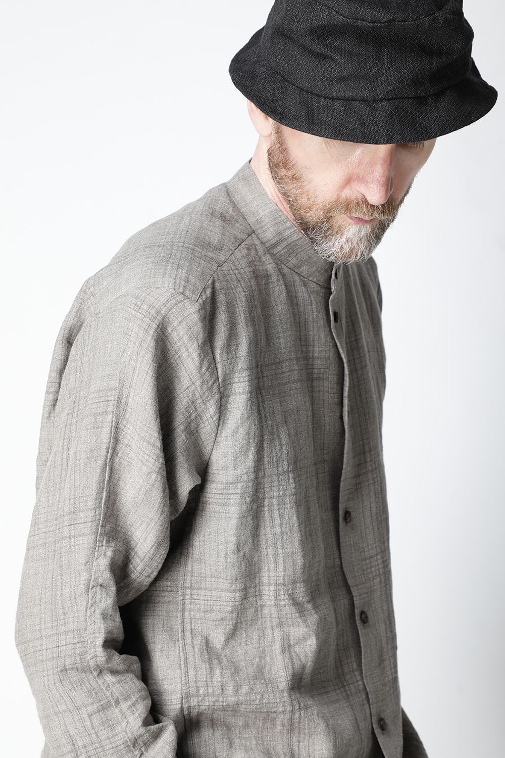 シャツ  リネン チェック シュリンク ウォッシュ