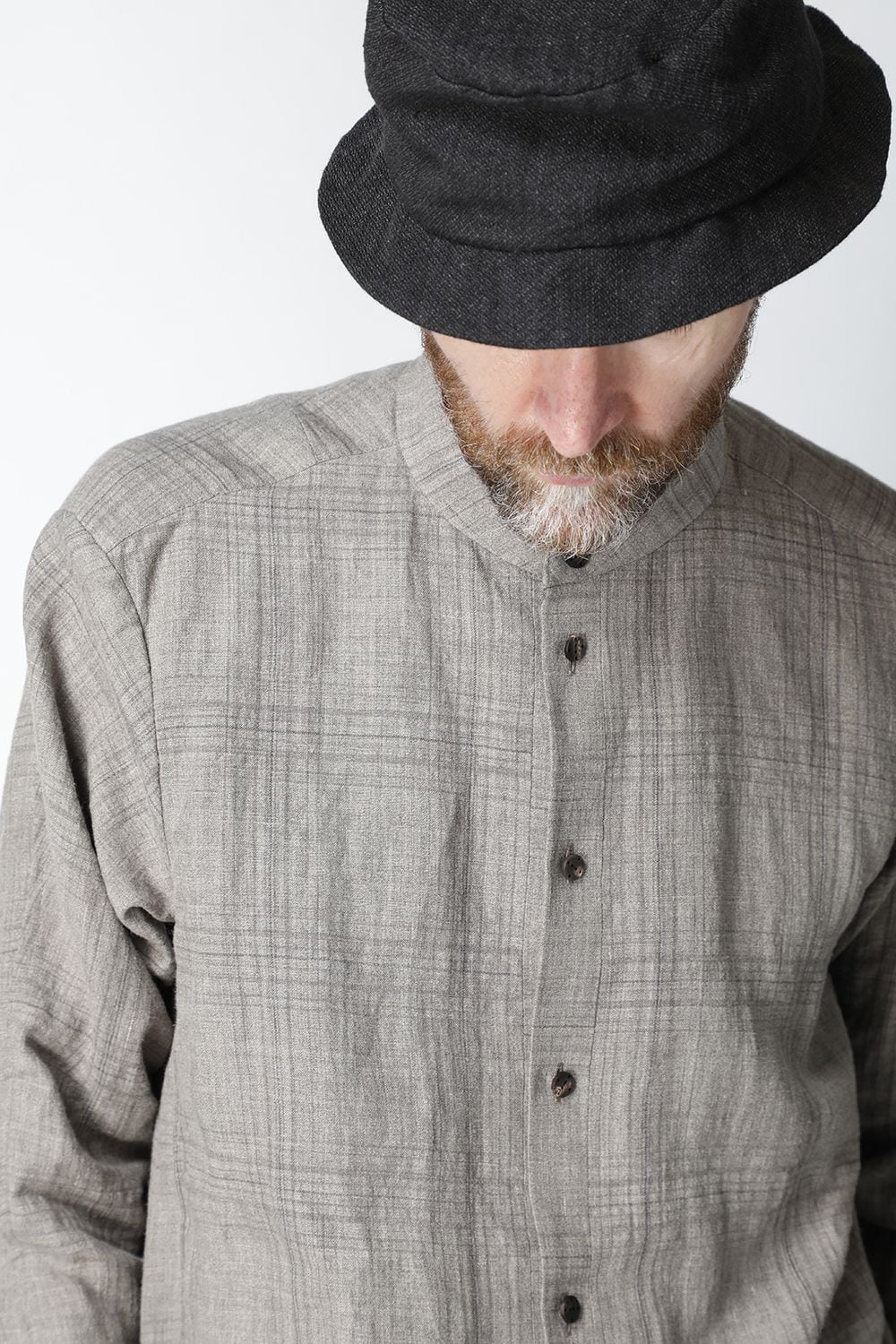 シャツ  リネン チェック シュリンク ウォッシュ