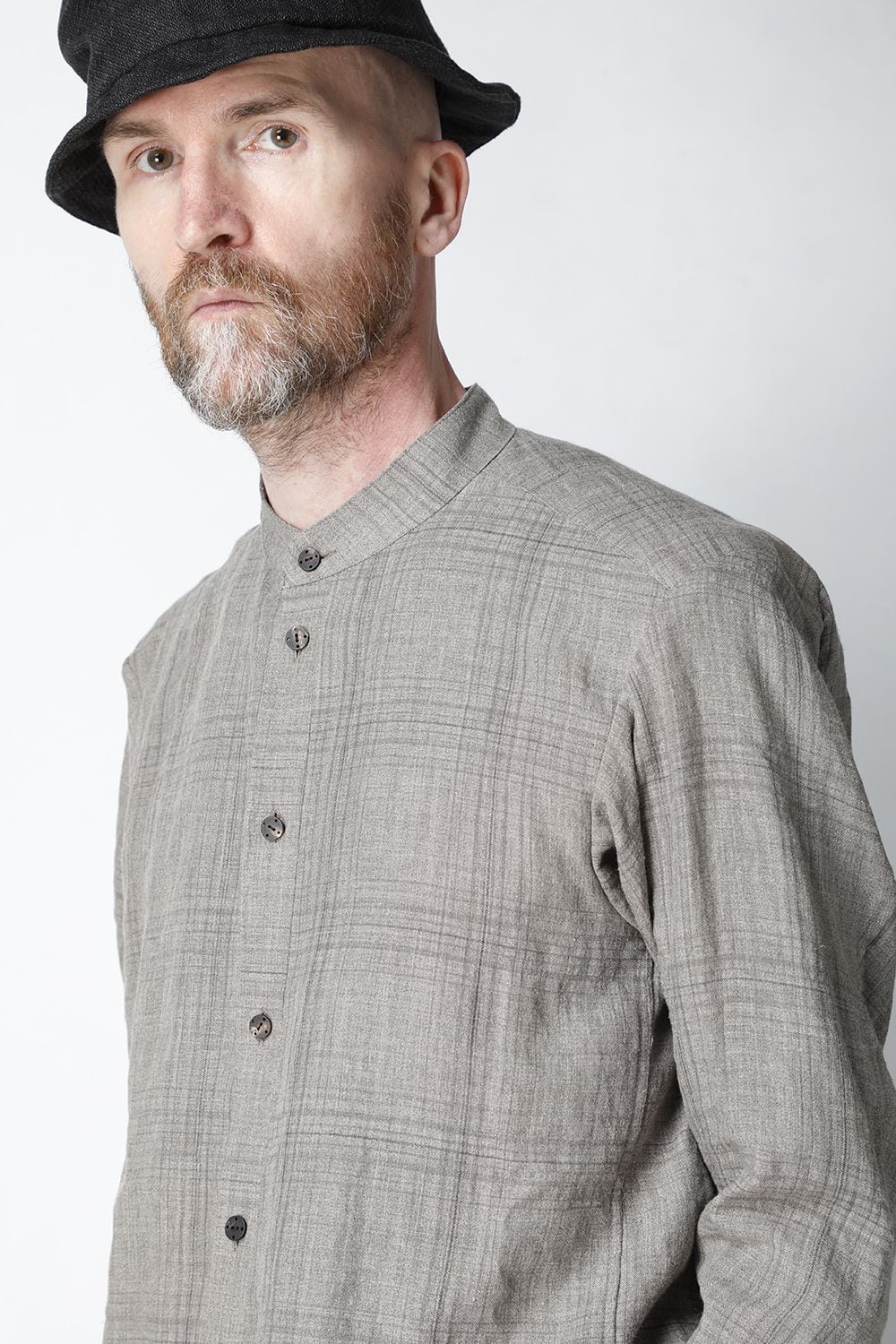 シャツ  リネン チェック シュリンク ウォッシュ