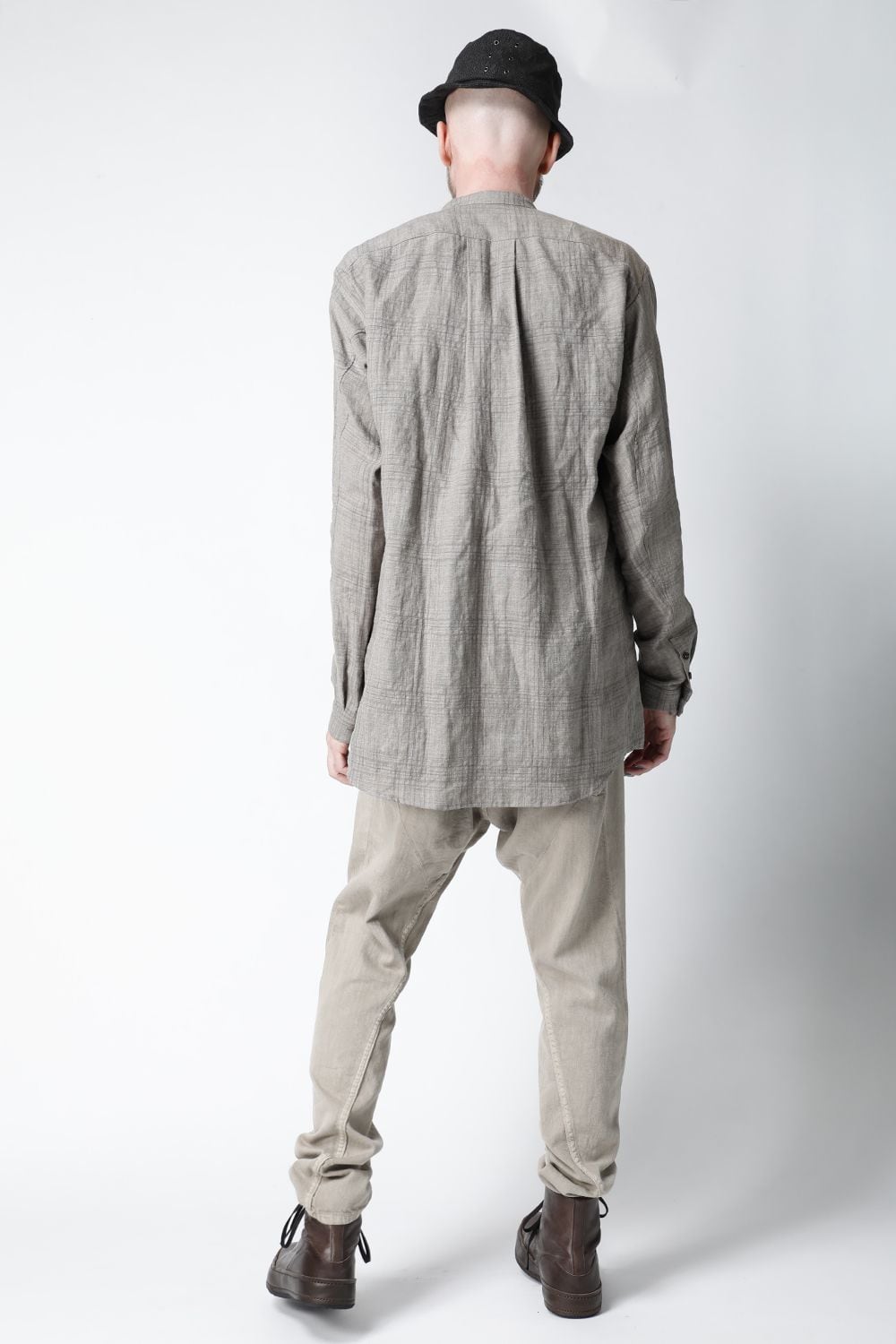 シャツ  リネン チェック シュリンク ウォッシュ