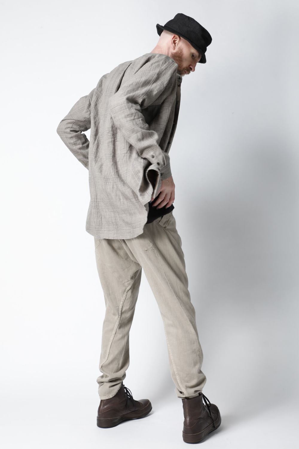 シャツ  リネン チェック シュリンク ウォッシュ