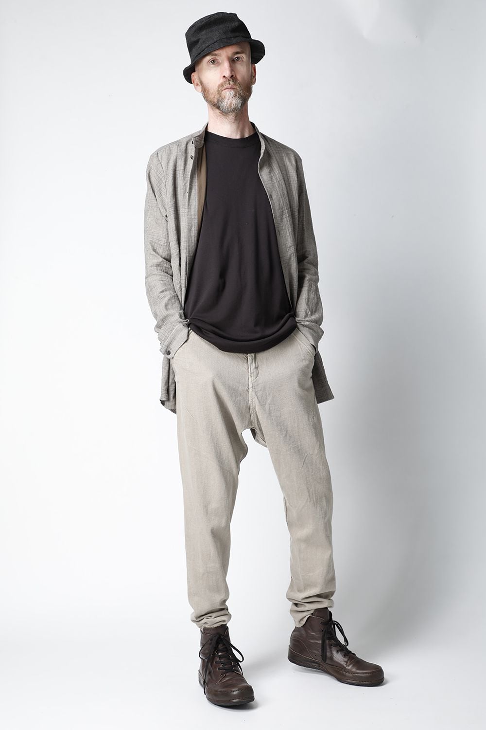 シャツ  リネン チェック シュリンク ウォッシュ