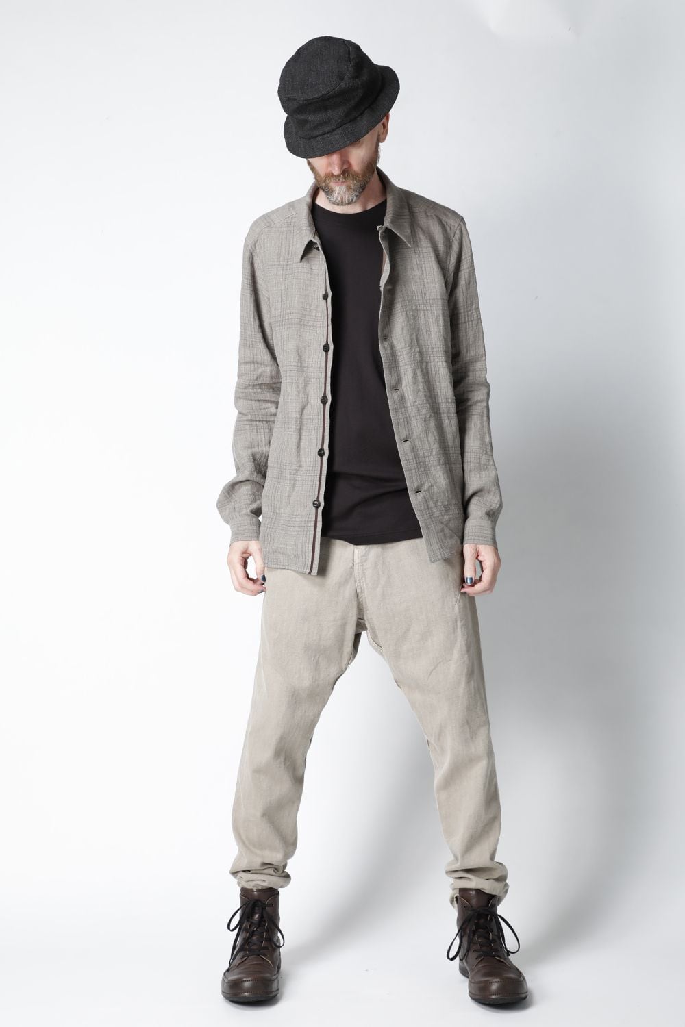 Shirt Linen check shrink wash