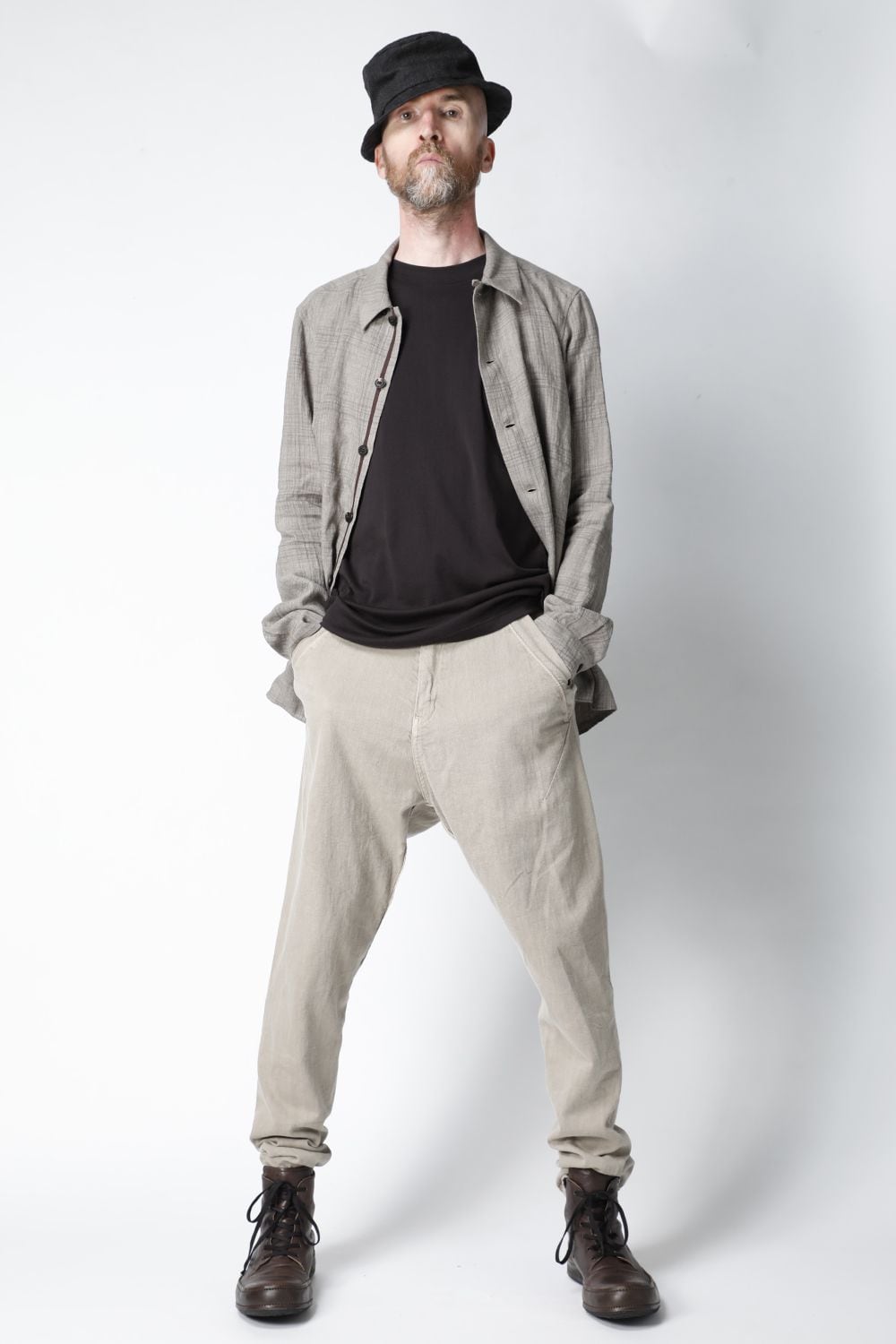 ドロップクロッチパンツ コットン / ラミ / カナパ コールドダイ