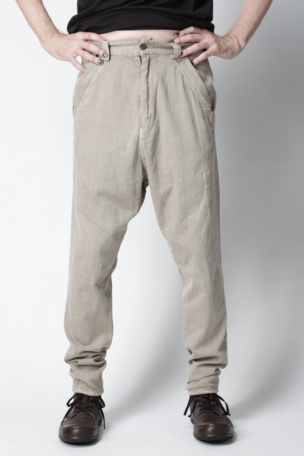 Drop clotch pants 8oz denim vintage wash