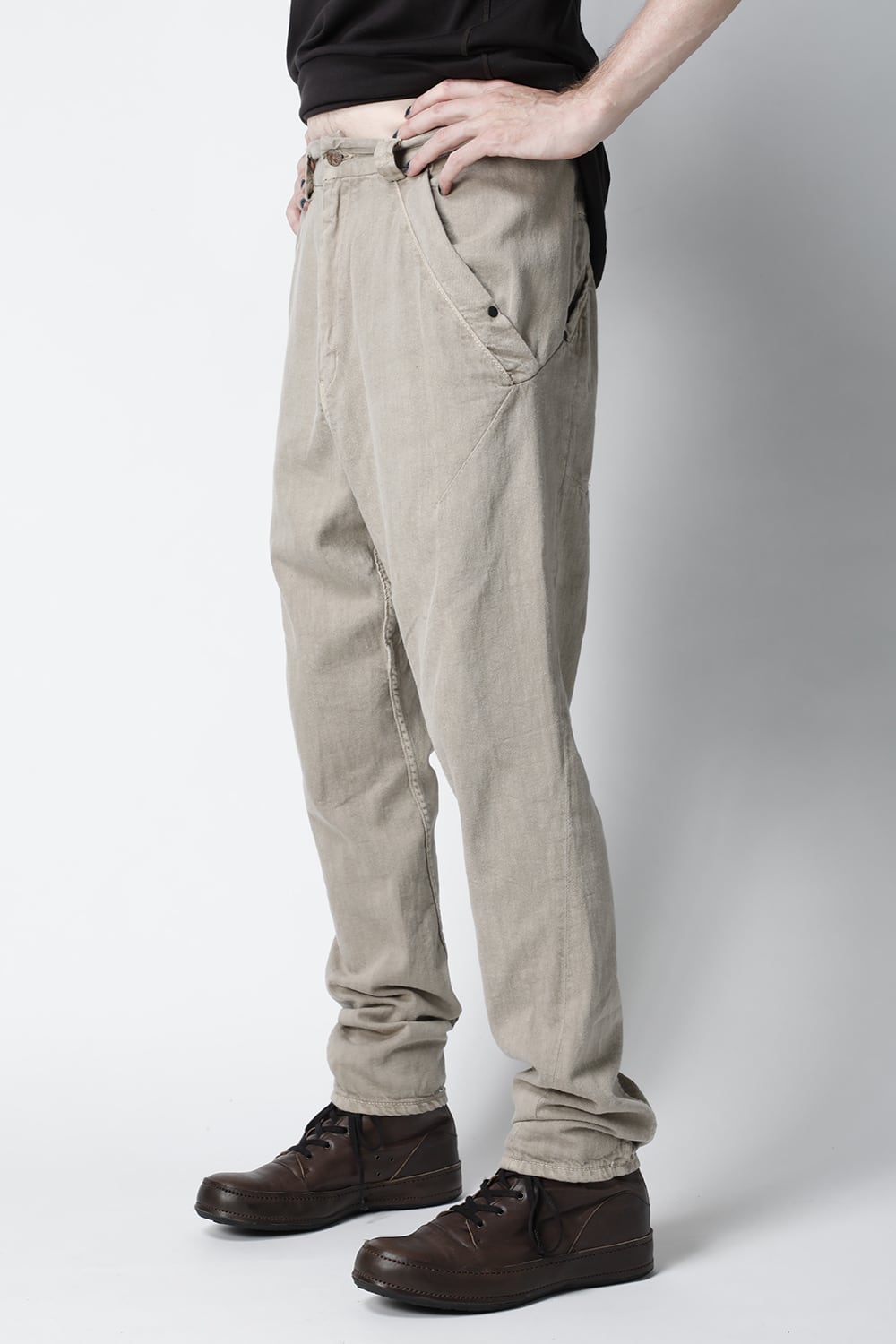 Drop clotch pants 8oz denim vintage wash