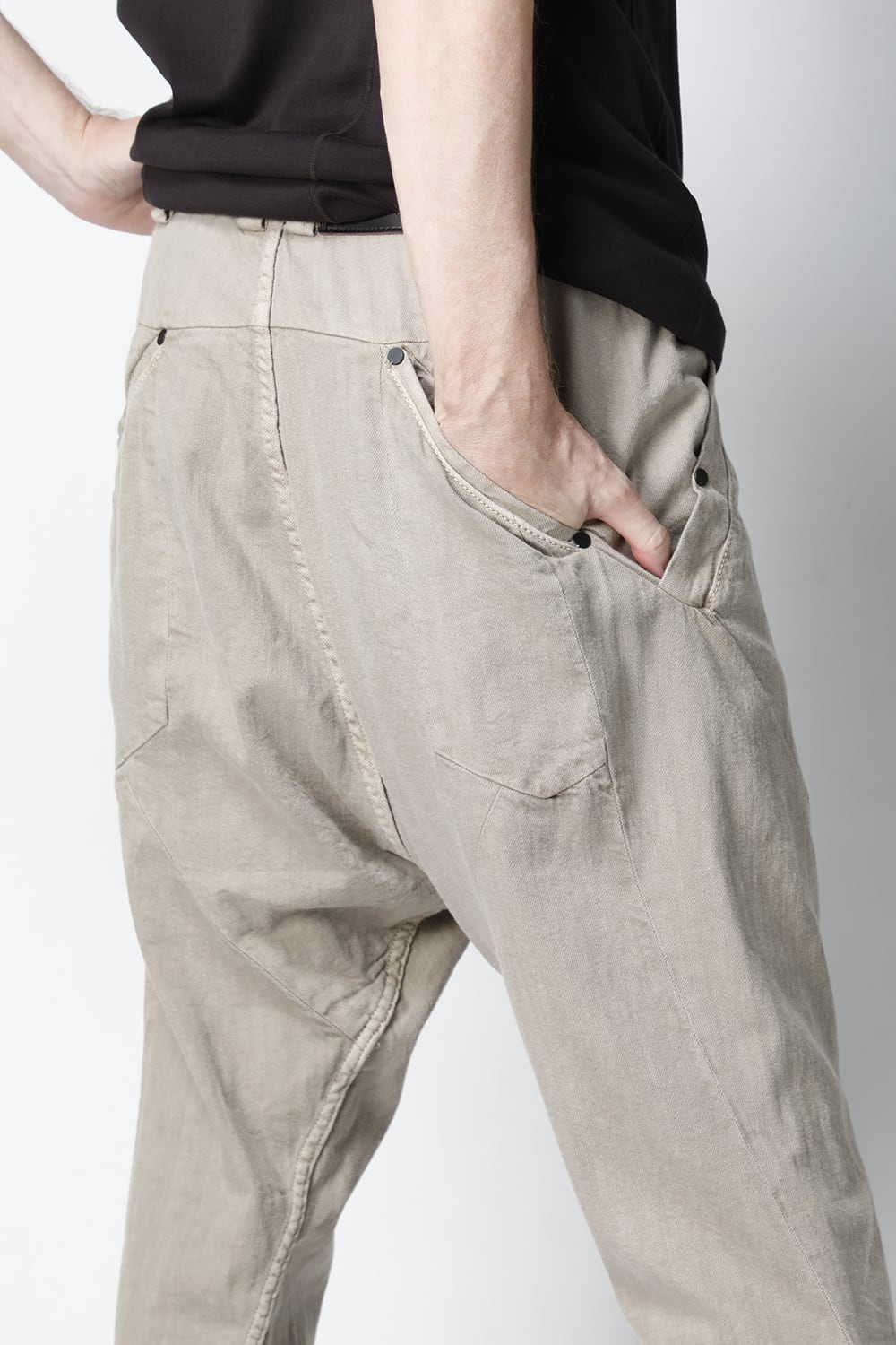 Drop clotch pants 8oz denim vintage wash