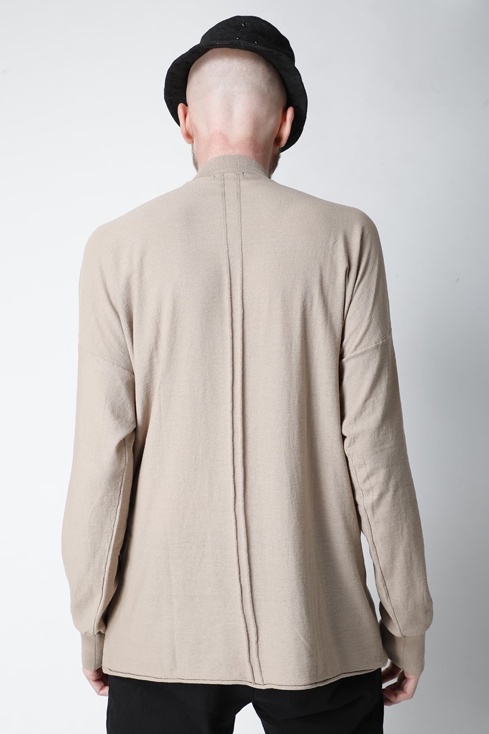 Knit mockneck long sleeve high twist cotton Cream Gray