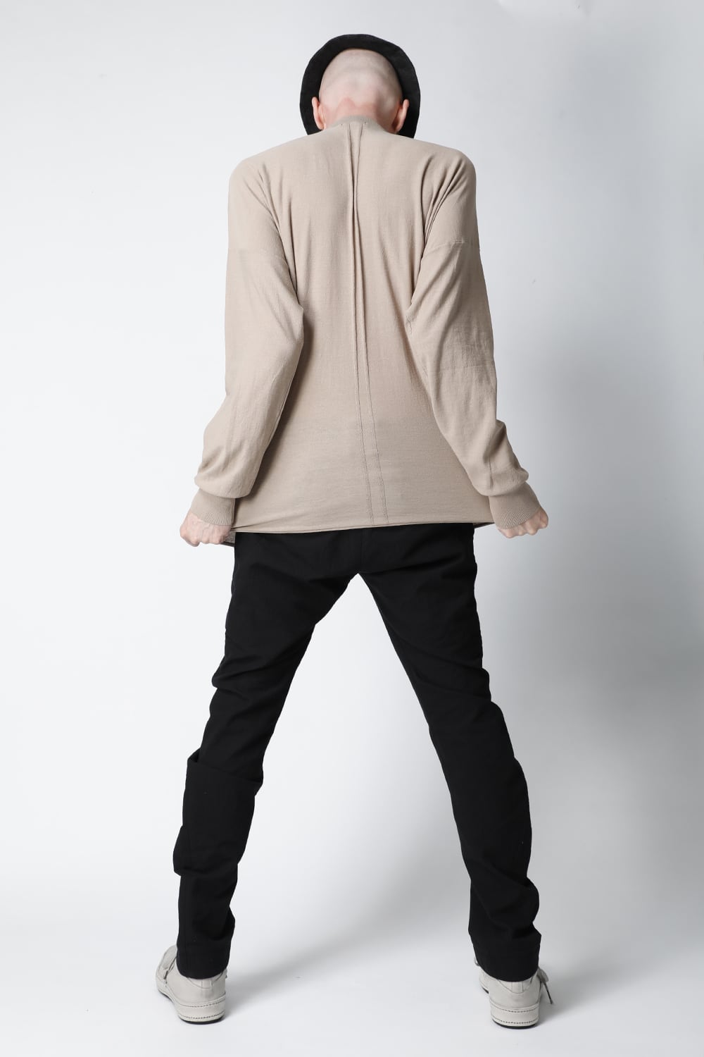 Knit mockneck long sleeve high twist cotton Cream Gray