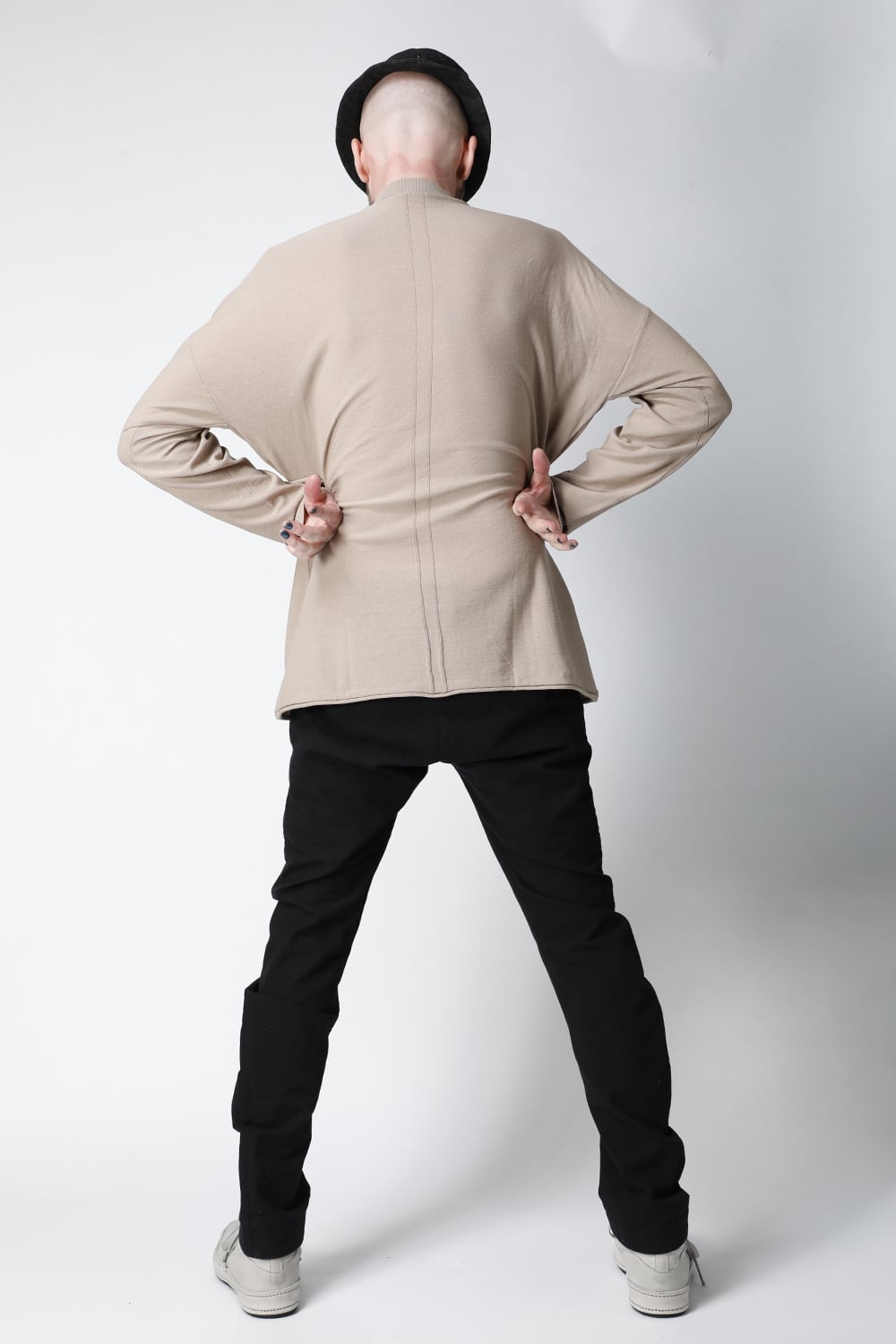 Knit mockneck long sleeve high twist cotton Cream Gray