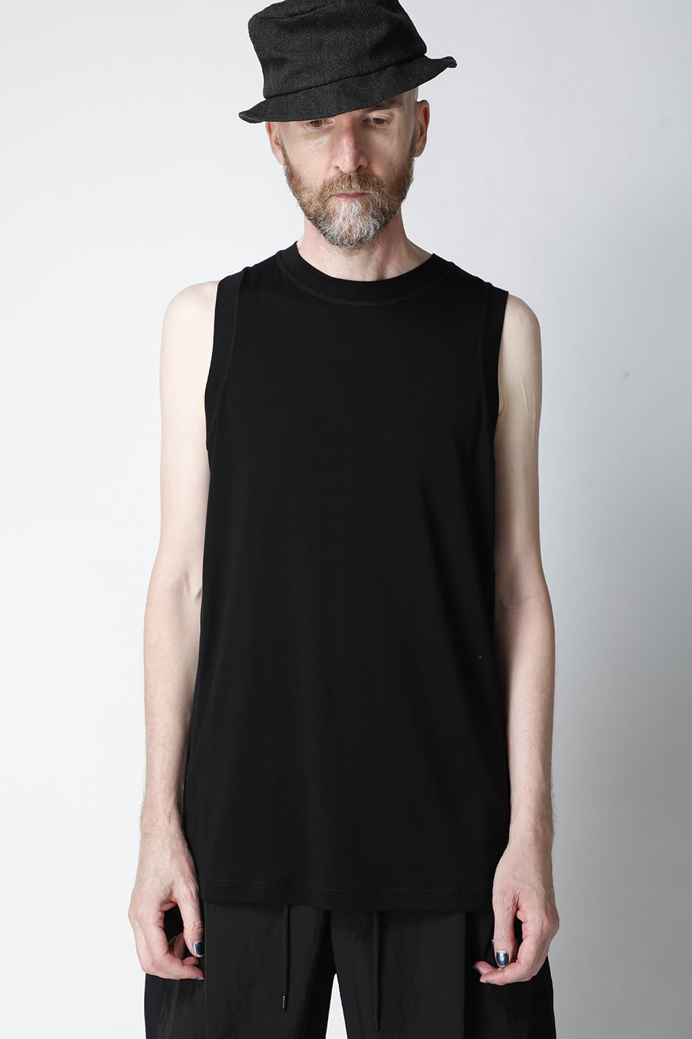 Tank top egyptian cotton interlock jersey (SUVIN) Black