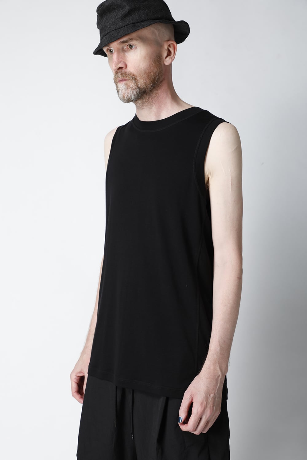 Tank top egyptian cotton interlock jersey (SUVIN) Black