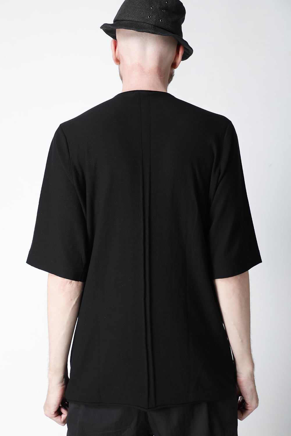 Knit crewneck short sleeve high twist cotton Black