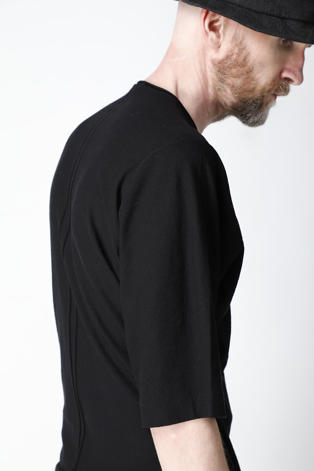 Knit crewneck short sleeve high twist cotton Black