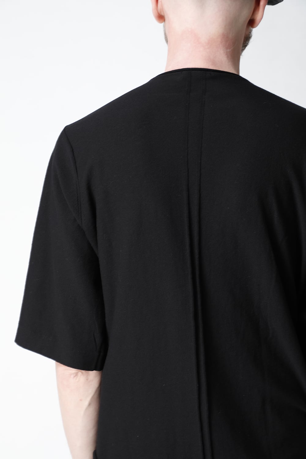 Knit crewneck short sleeve high twist cotton Black