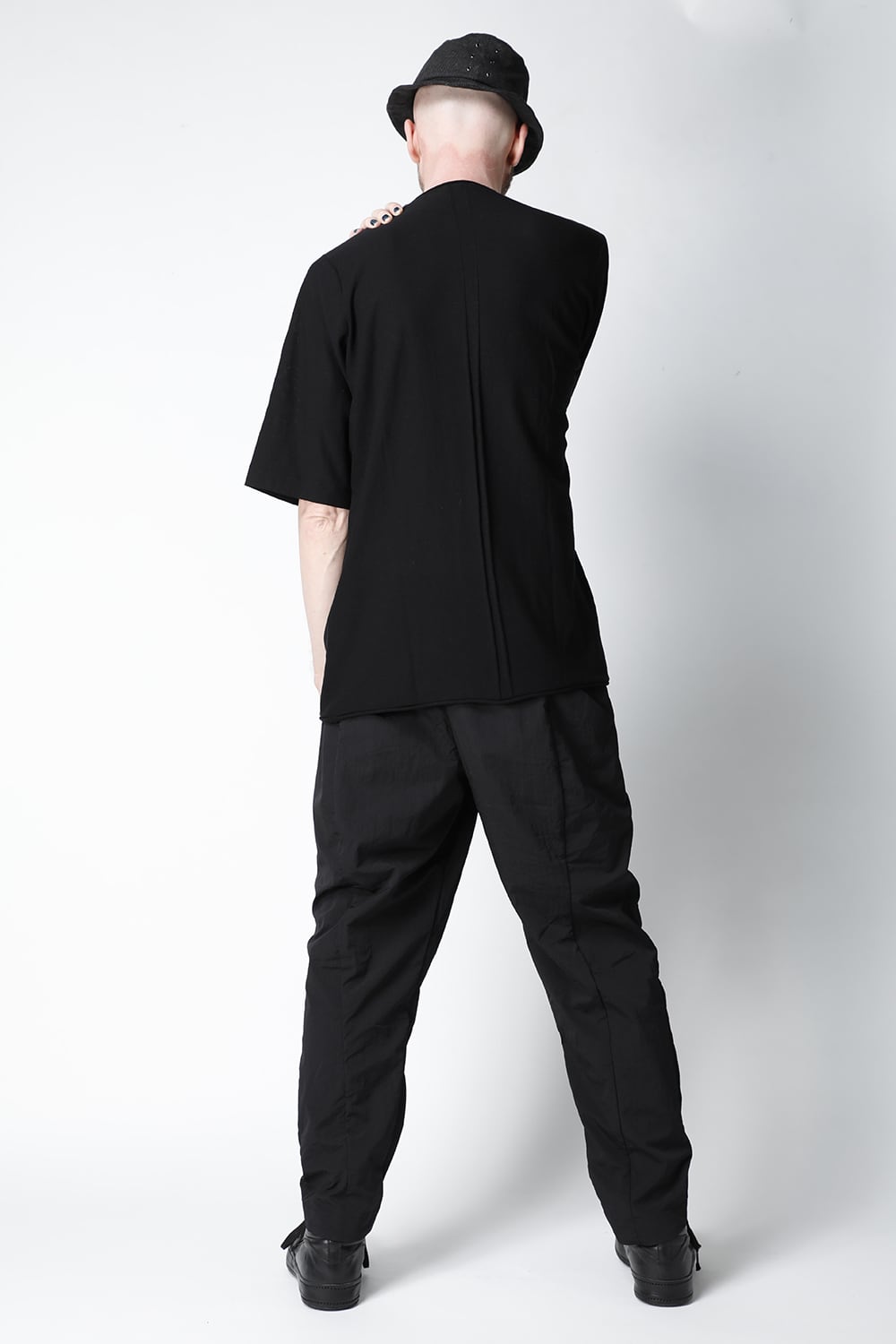 Knit crewneck short sleeve high twist cotton Black