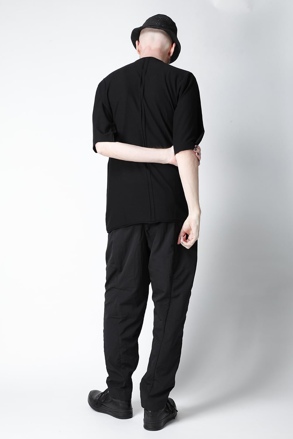 Knit crewneck short sleeve high twist cotton Black