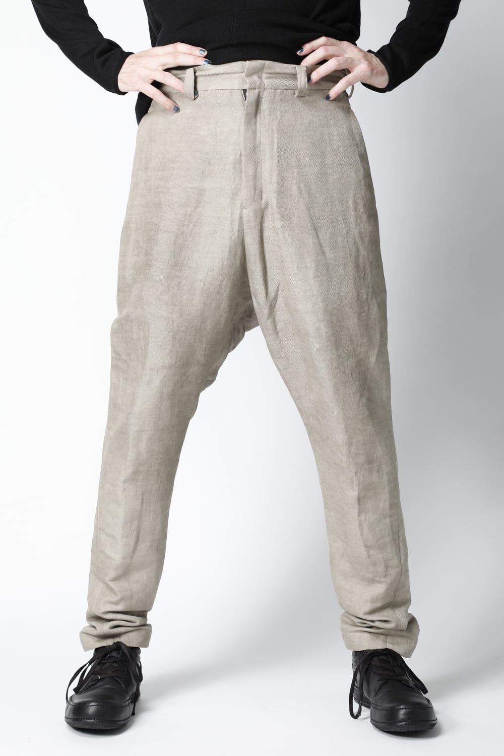 ドロップクロッチパンツ コットン / ラミ / カナパ コールドダイ