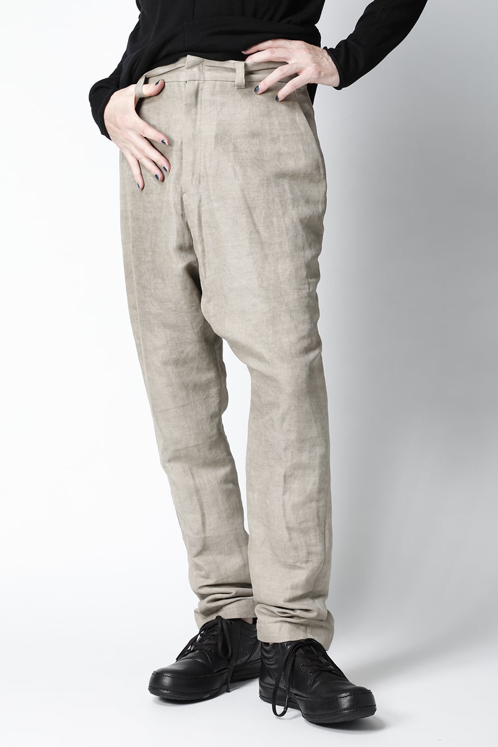 ドロップクロッチパンツ コットン / ラミ / カナパ コールドダイ