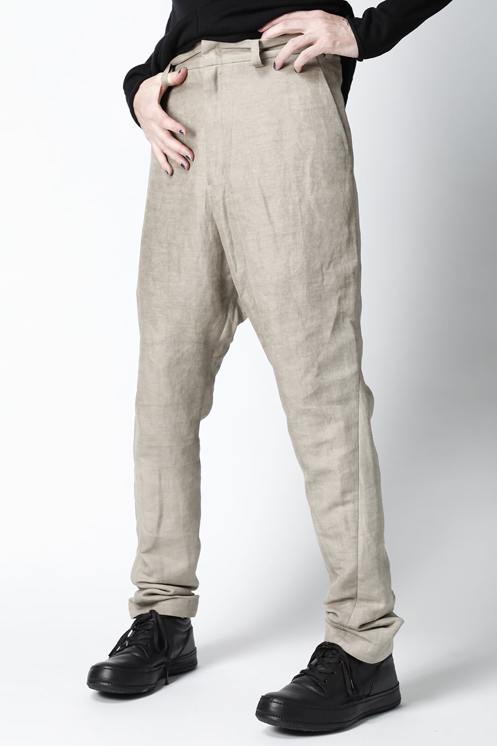 ドロップクロッチパンツ コットン / ラミ / カナパ コールドダイ