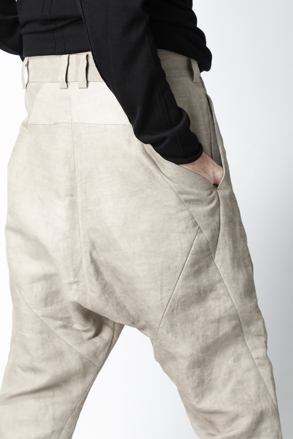 ドロップクロッチパンツ コットン / ラミ / カナパ コールドダイ