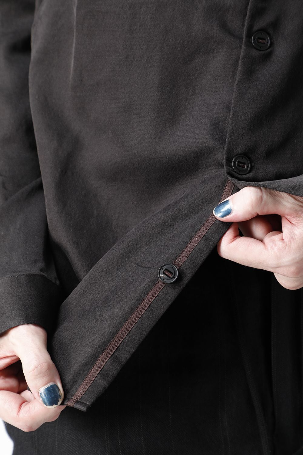 Shirt silk/wool satin sandblast finish Otter Gray