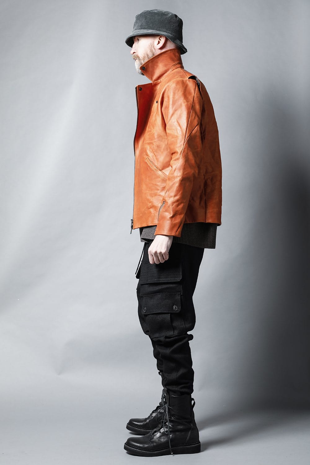 GUIDI Calf Leather Double Riders Jacket Antique